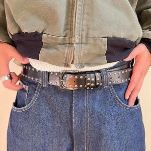 vintage black studded american western cowboy boho belt